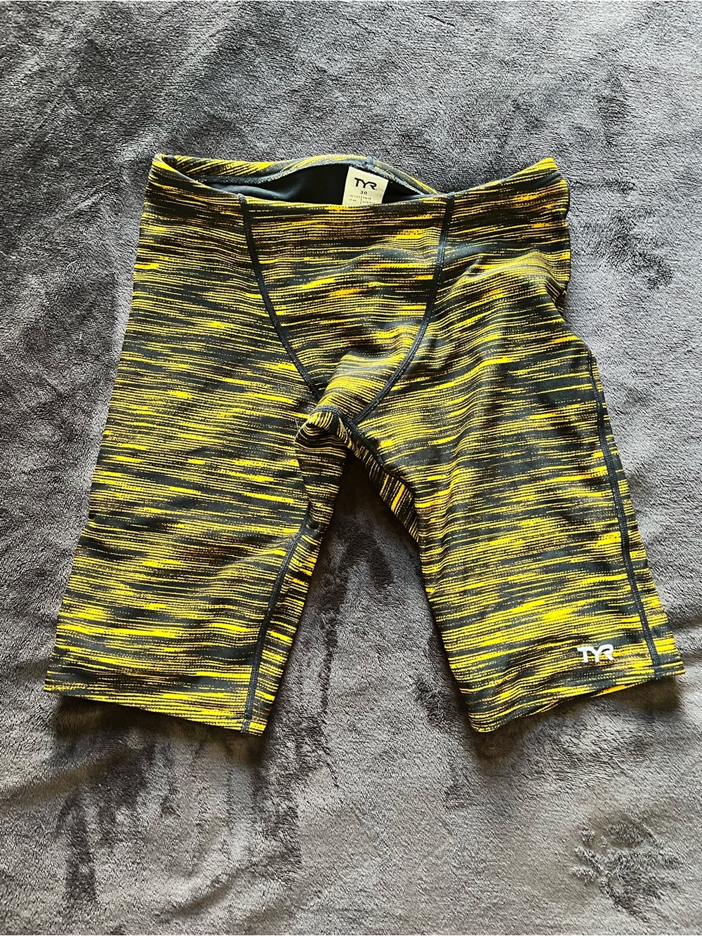 Men’s TYR Yellow Fizzy Jammer Men’s 30 Black Gold Swim